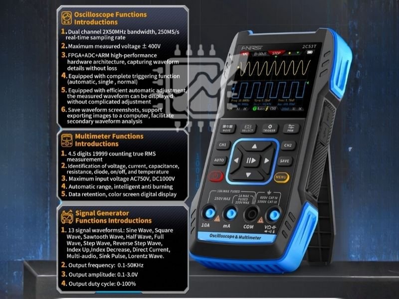 FNIRSI 2C53T – 3 in 1 El Tipi Osiloskop & Multimetre